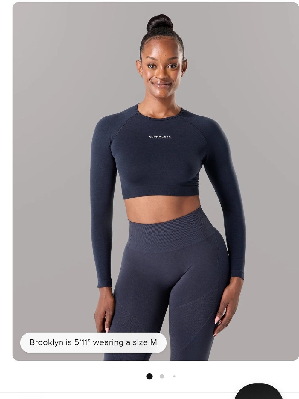 Alphalete Long Sleeve Navy Crop Top